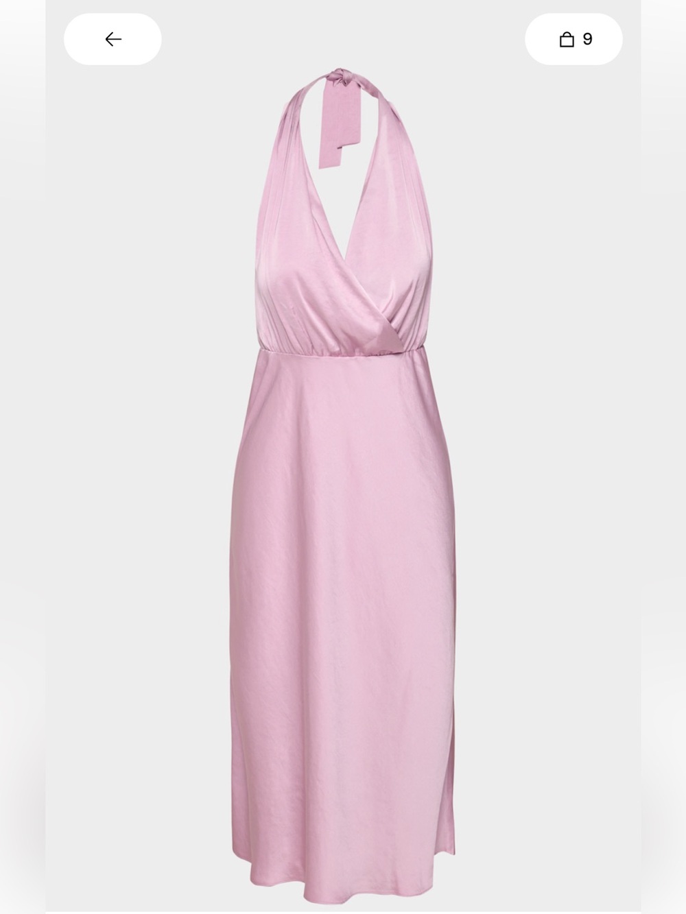 Pink Satin Halter Midi Dress
